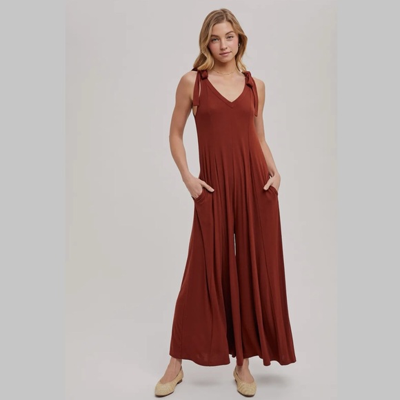 🚨SALE Comfy Rust Jumpsuit - Picture 2 of 6